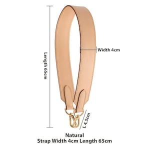Vachetta leather wide shoulder handbag strap with gold T shape clasps - Natural Color