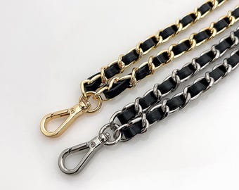Chain Wristlet for Purse Gold or Silver - Microfiber Leather Strap with Metal Links, Replacement Wristlet for Wallet or Handbag, Easy Clip