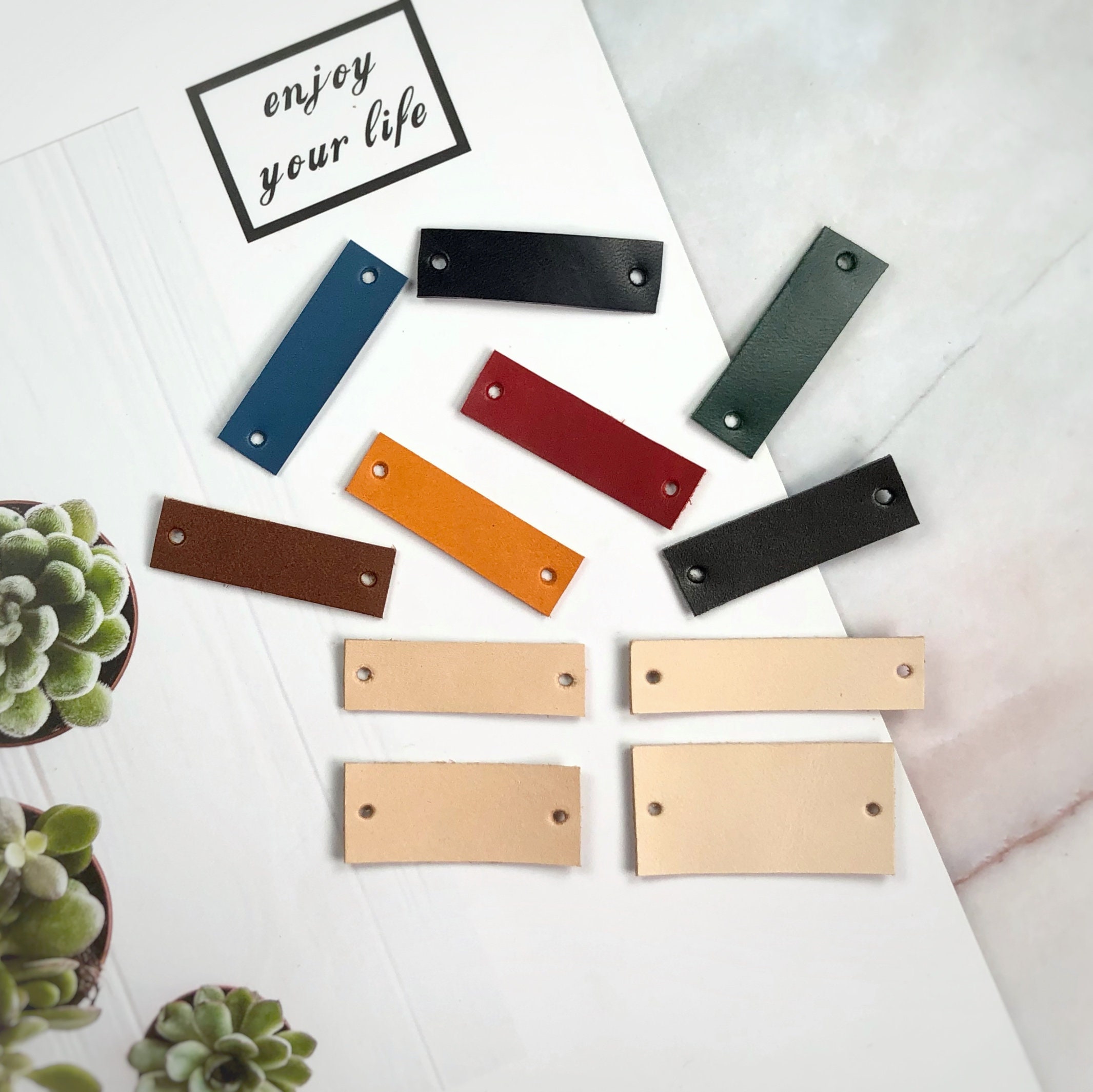 10 X Blank Genuine Leather Tags for Handmade Items Knitting Etsy