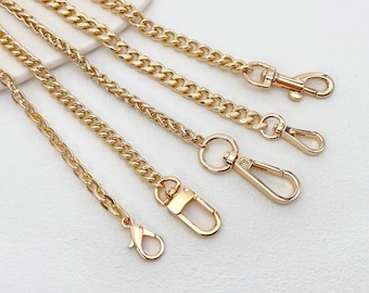 LIQUIDAÇÃO DE ESTOQUE Alça de corrente dourada para bolsas, alças para bolsas transversais, alças para bolsas de ombro, alças de mão de 40 cm a 130 cm