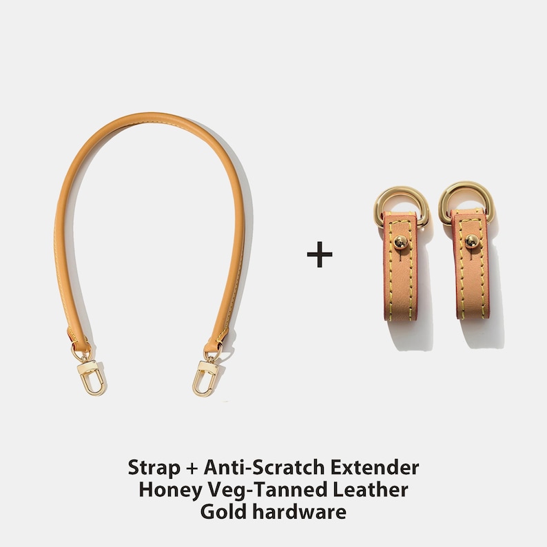 Bag Strap Replacement with Anti-Scratch Extender Set - Vachetta Leather Shoulder Strap Honey Gold Strap+Extender