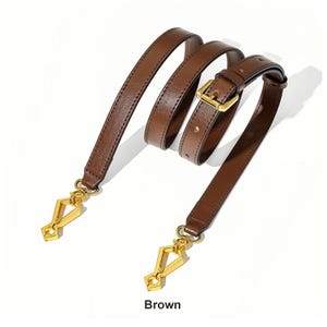 Purse Strap Replacement, Adjustable Pebbled Brown Leather Crossbody Strap for Saddle Bag and Handbag