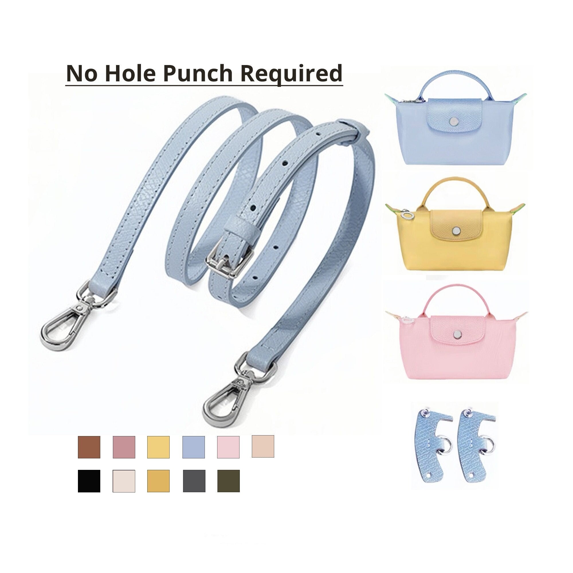  Single Handle Conversion Set Compatible With Longchamp Mini  Pouch Real Leather Free Punching : Arts, Crafts & Sewing