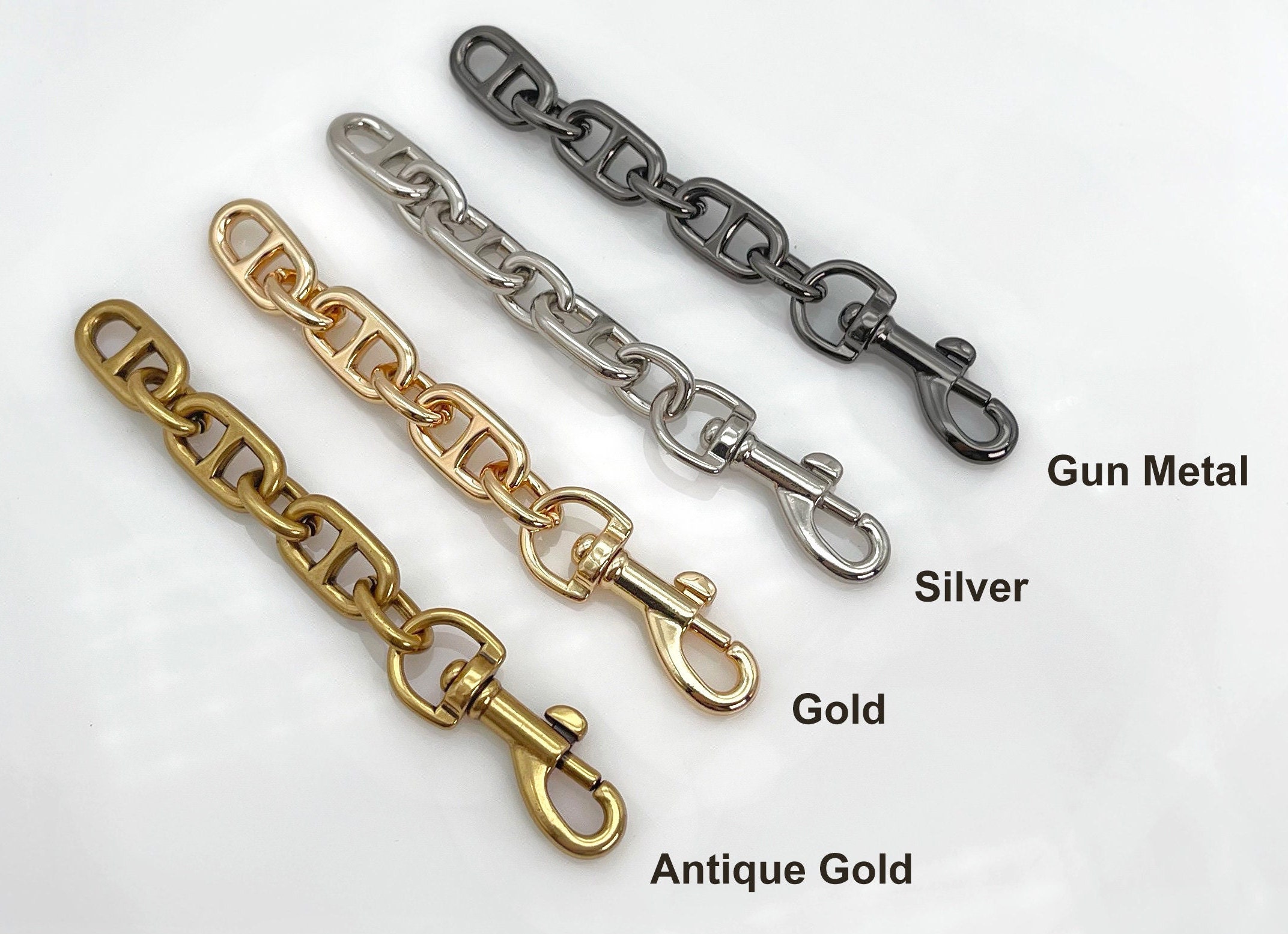 CHAIN STRAP EXTENDER, Brass Steel Diamond Cut Chain Extender, Bag, Handbag, Purse  Strap Extender Silver, Gold 