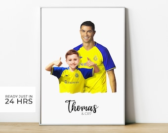 Printable Digital Poster. Photo with Cristiano Ronaldo (CR7) and AL NASSR. Personalized. A3 size. Football Fans. Birthday Gift