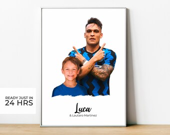 Custom poster of Lautaro Martinez Inter Milan with my photo to print A4 or A3 size.