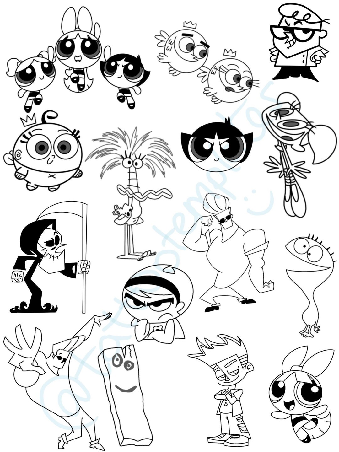Cartoon Network Tattoo Flash Sheet - Etsy Cartoon Network Tattoo Flash Sheet - Etsy