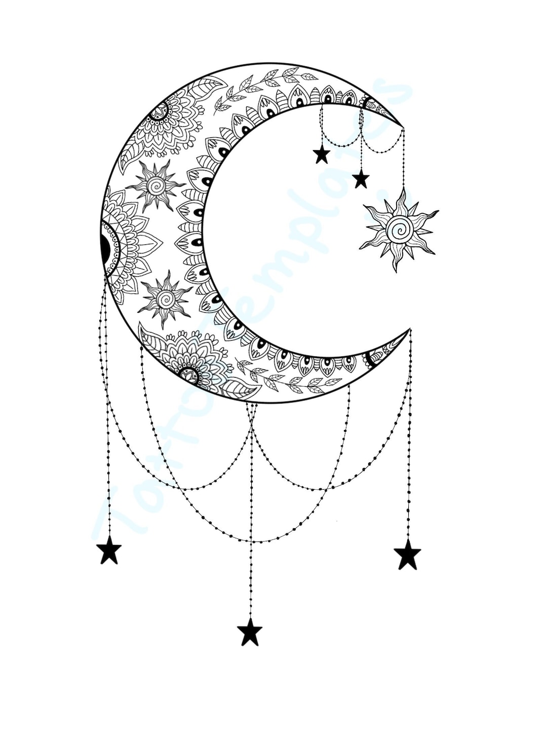 Mandala Moon Tattoo - Etsy