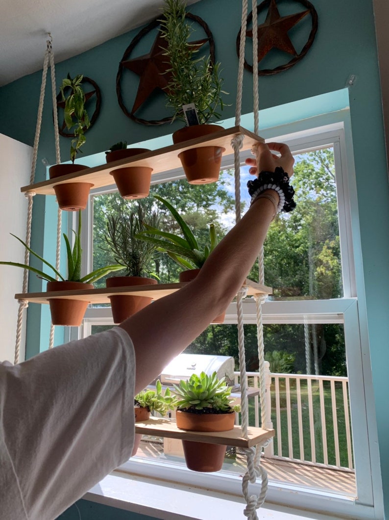 Floating Plant Shelves 20 Kitchen Window Shelf Hanging Etsy