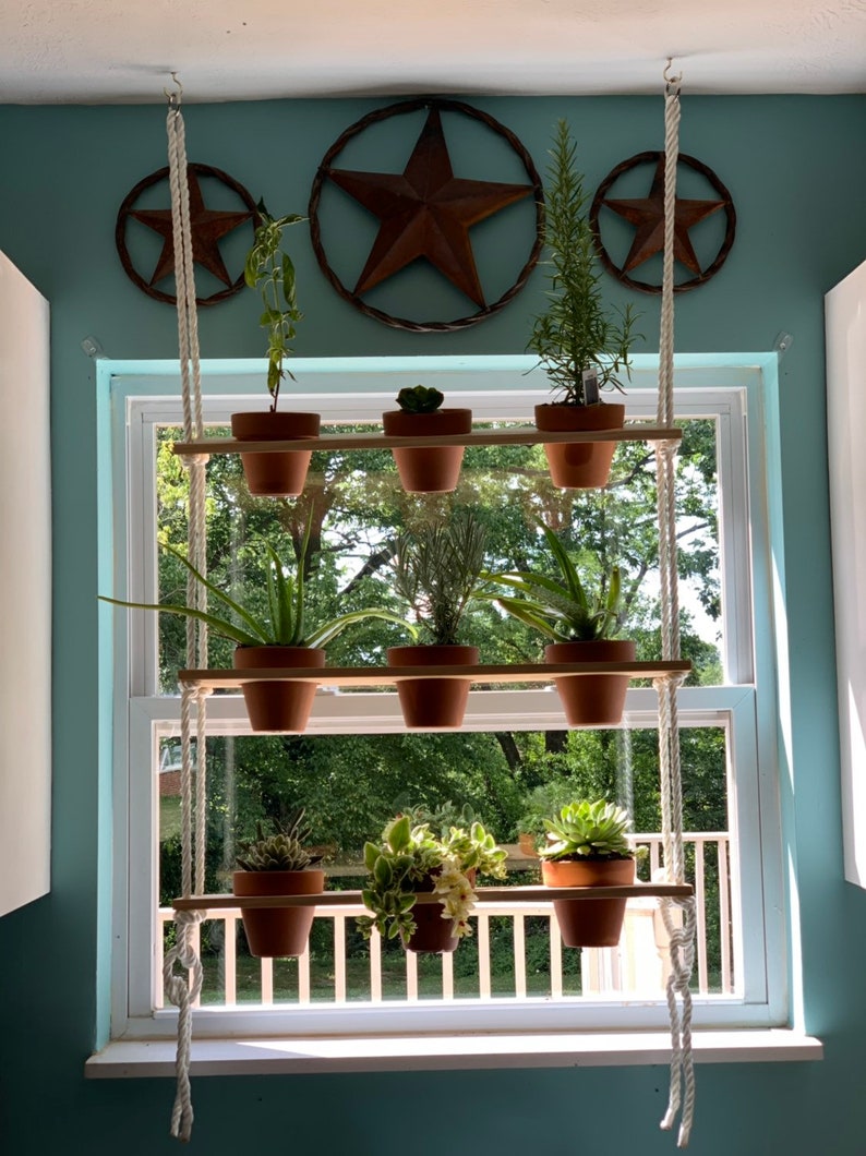 Hanging Plant Shelves Window Plant Shelf Kitchen Window Etsy