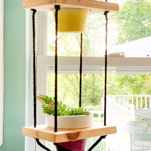 Single Mini Floating Plant Shelf Wooden Plant Holder Etsy