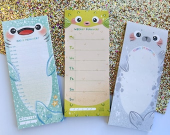 Notepad set - Kawaii - ocean buddies - underwater world - set - whaleshark - pufferfish - seal - stationery - stationery - notepads set