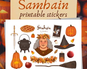 Samhain Sticker zum Downloaden: Halloween Dekorationen
