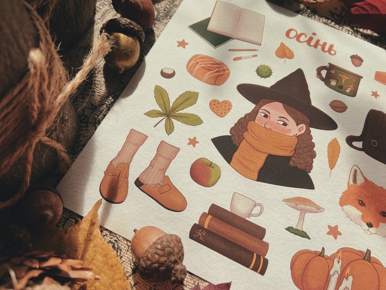 Cozy Autumn Printable Stickers planner Bullet Journal - Etsy