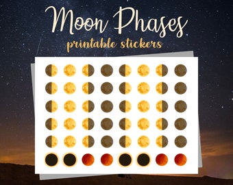 Mondphasen Printable Planner Sticker, Wicca Grimoire, Lunar Magick (digitaler Download)
