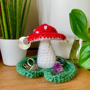 Mushroom Toadstool & Lily Pad Jewellery/Trinket Dish Crochet PDF Pattern