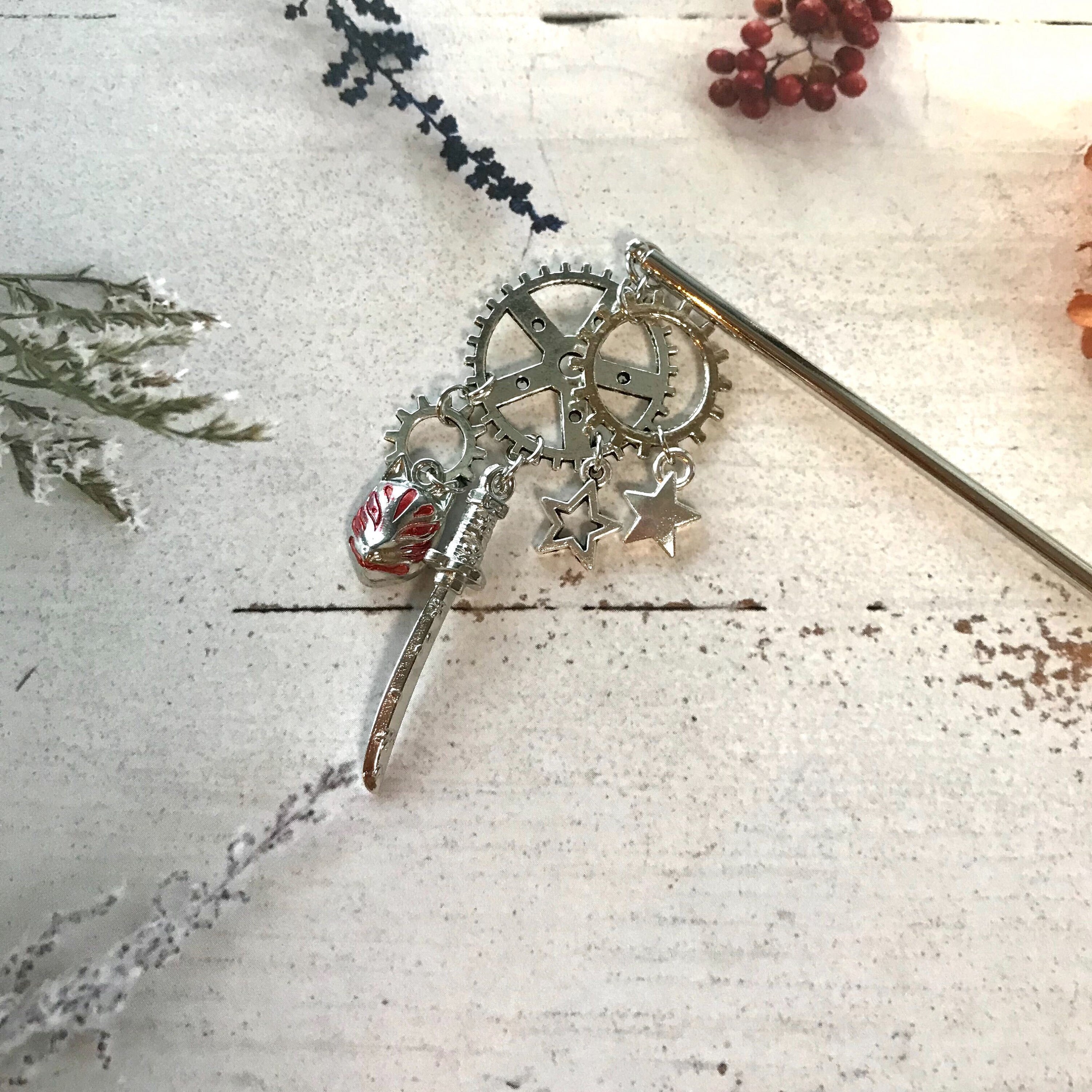 Steampunk hair stick Cat hair stick Japanese hair stick Etsy