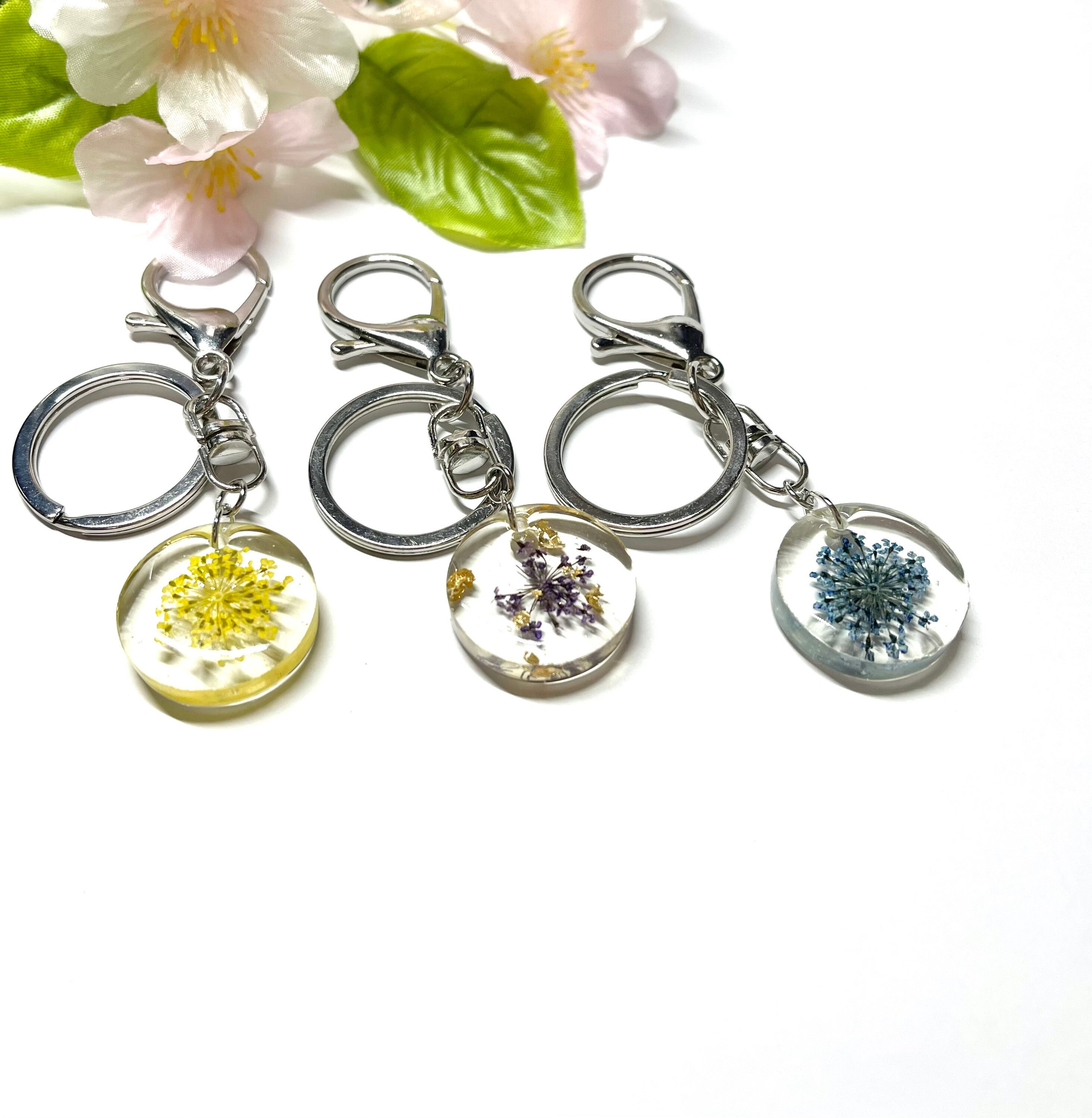 Pressed flower keychain resin keyring gift for mom gift for Etsy