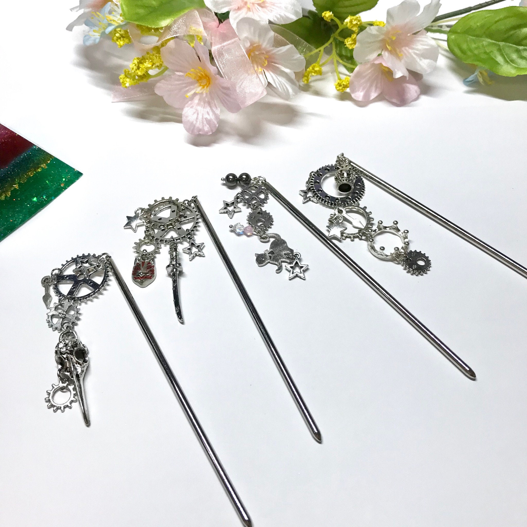 Steampunk hair stick Cat hair stick Japanese hair stick Etsy