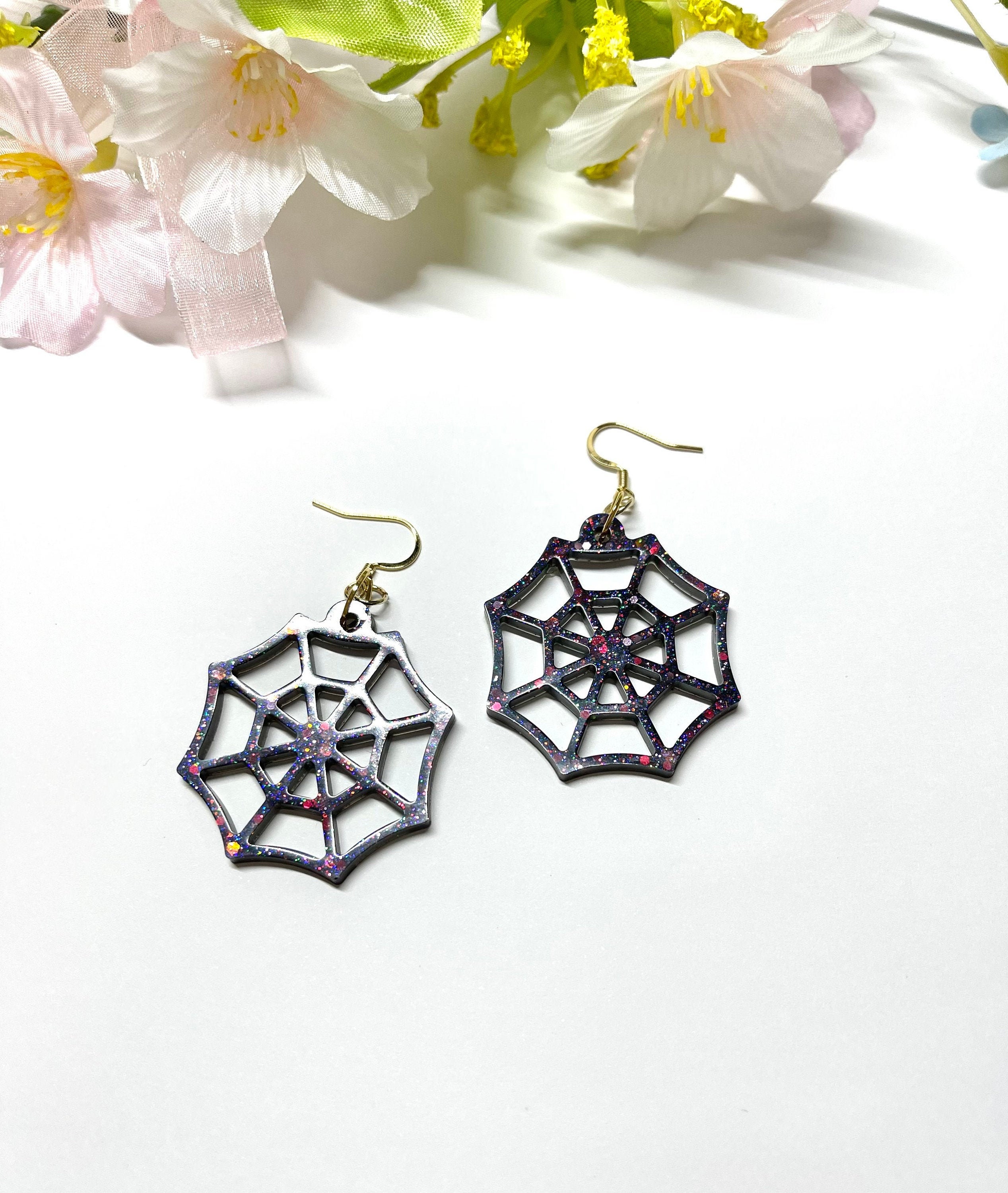 Spider web earrings resin dangle earring statement earrings Etsy