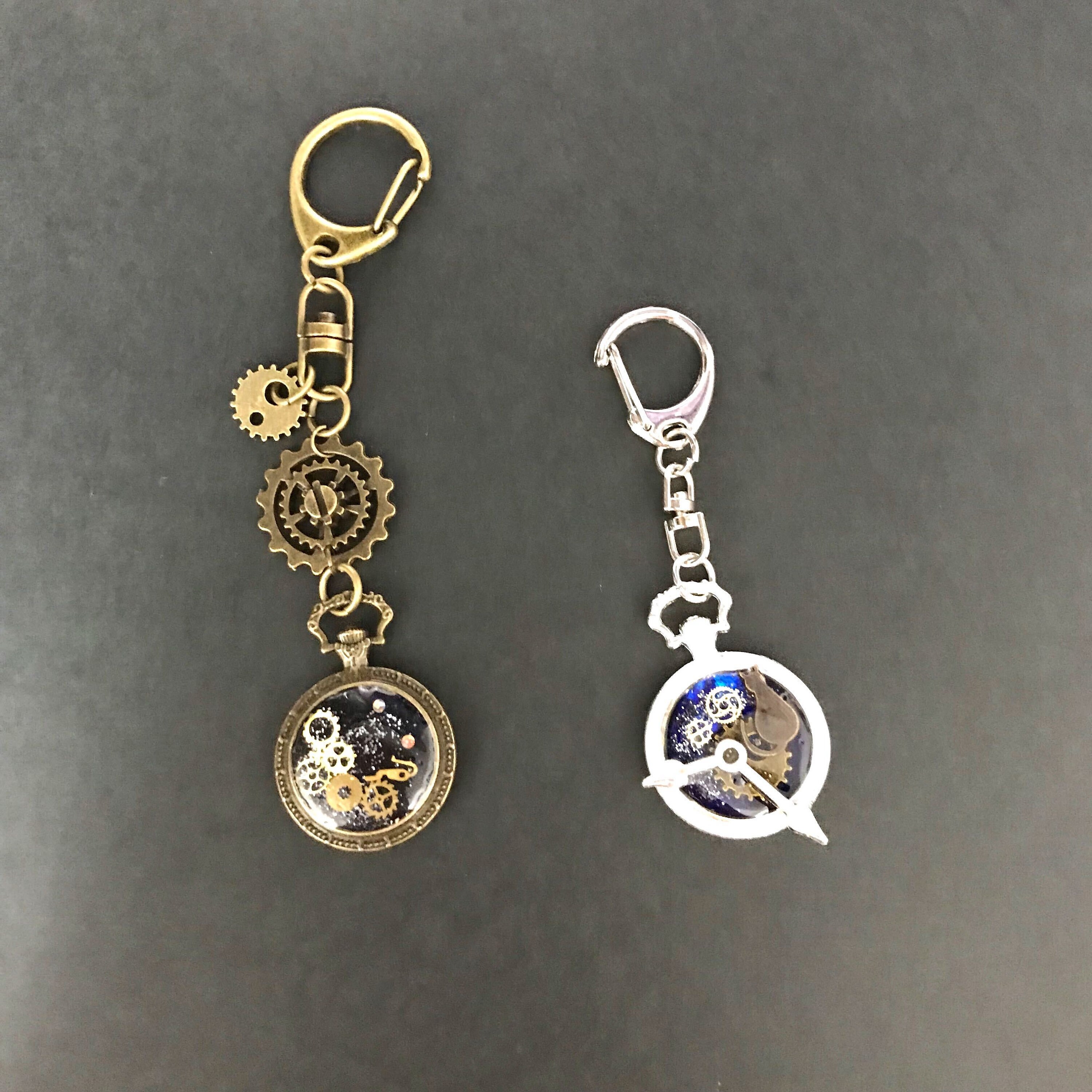 Steampunk keyring biker keychain for men resin keychain Etsy