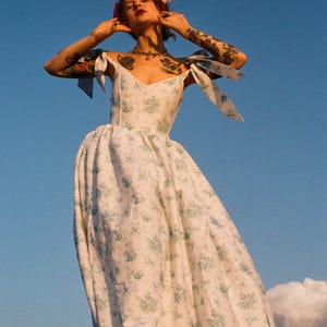 Cottage core dress, floral print dress, period dress