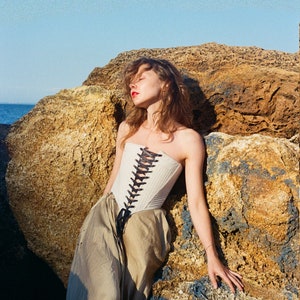 handmade corset top, 18th century corset, lacing front corset