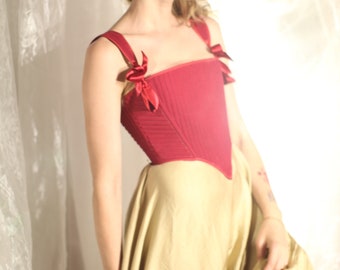 tudor reversible corset, elizabethan bodies, maroon corset
