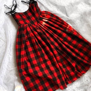 reversible midi dress, plaid dress, red corset dress image 10