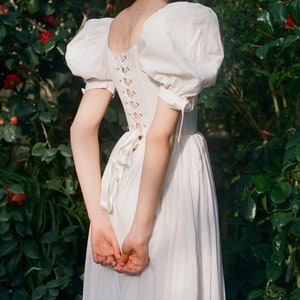 Princess wedding dress, fairy tale dress, puff sleeves dress image 6