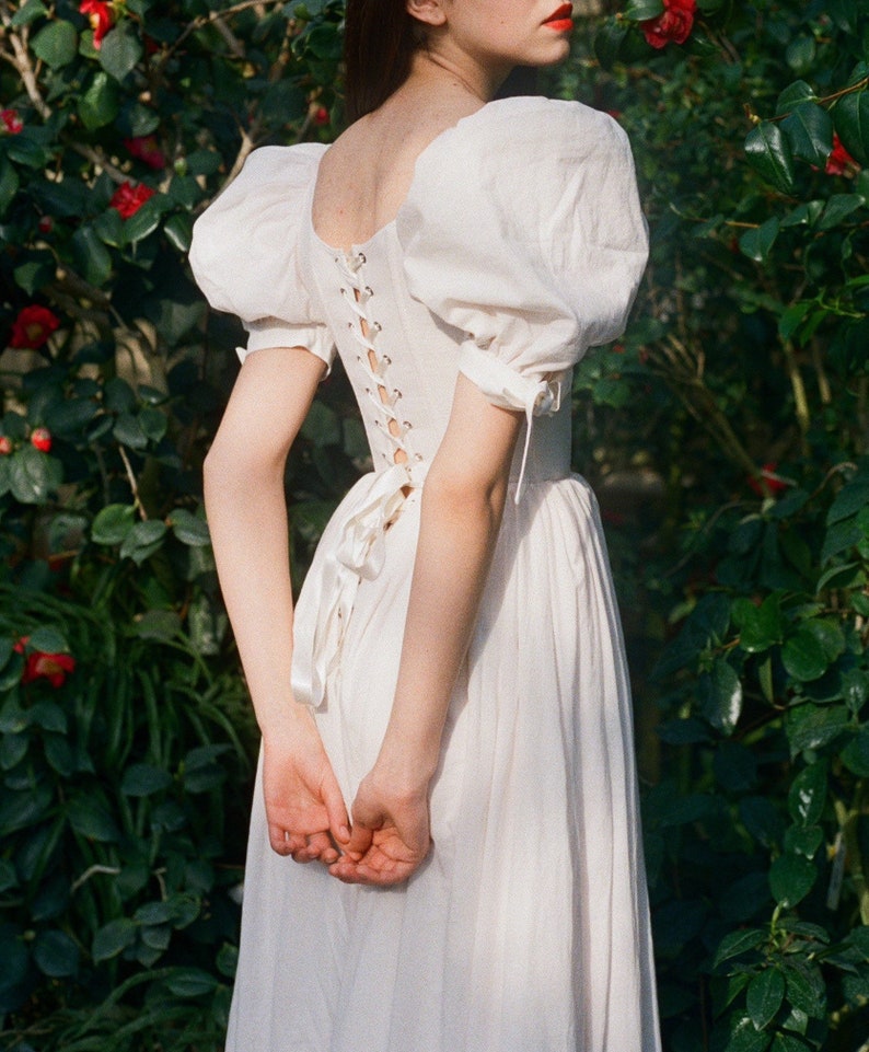 Princess wedding dress, fairy tale dress, puff sleeves dress image 6
