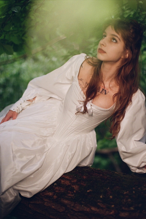 victorian white corset dress Marie Antoinette Dress, Wedding Dress, Period Maxi dress with Size:us 6 womens-shirt Amber Brown Linen Pants Our designs make it