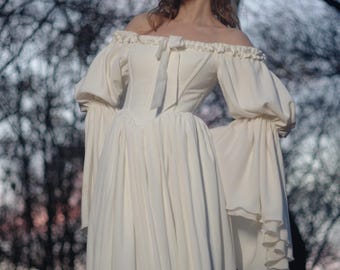 Medieval-Style Corset Dress in Soft Viscose Batiste