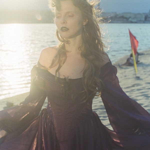 Vestido corsé de María Antonieta, vestido violeta, vestido de época