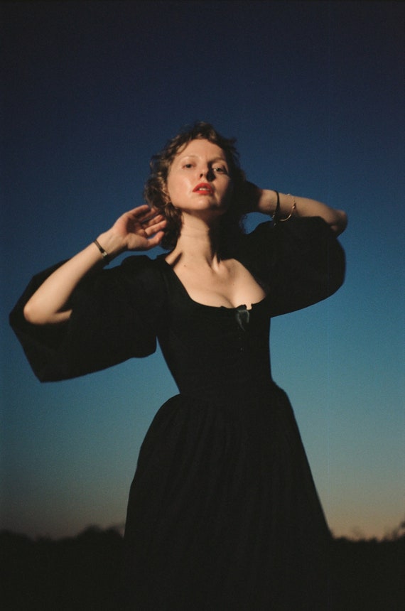 Marie Antoinette Corset Dress, Black Dress, Period Dress