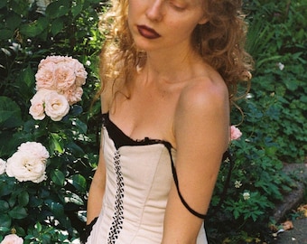 Moulin Rouge ivory corset made of canvas in medievalcore style