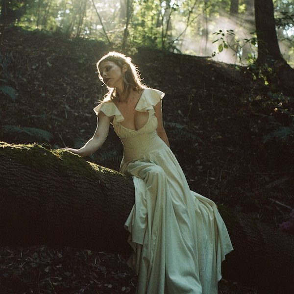 サークルスリーブドレス、ワイルドシルクドレス、ウェディングドレス