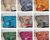 Indian Handmade Vintage Patchwork Quilts Kantha Quilts Boho King Size Bedding Throw Blanket Gudri Bedspread Quilting Hippie Indian Quilt