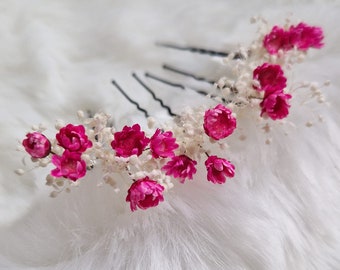 Zartes Haarschmuck Haarnadel Konserviertes Schleierkraut ,Pink Trockenblumen Boho Hochzeit Brautschmuck Blumen Hochzeit Fotoshooting