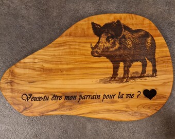 Frühstücksbrettchen Wildschwein – 22x11 Cm, Ahornholz, Mit Persönlicher Gravur (bis 3 Zeilen)