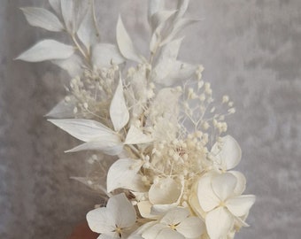 Anstecksträußchen für Bräutigam Anstecker Boho Hochzeit Ansteckblume Trockenblumen Reversschmuck Boutonniere Schleierkraut Hortensien Ruscus