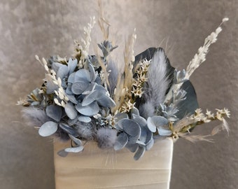 Anstecksträußchen für Bräutigam Blume Ice Blau  Anstecker Boho Hochzeit Ansteckblume Trockenblumen Reversschmuck Boutonniere