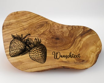 Strawberry Olive Wood Breakfast Board Strawberries Fruit Gift Personalized Cutting Board Wood Birthday Birthday Gift Olive Wood Board