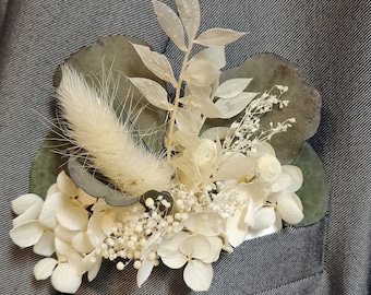 Anstecksträußchen für Bräutigam Blume Eukalyptus  Anstecker Boho Hochzeit Ansteckblume Trockenblumen Reversschmuck Boutonniere
