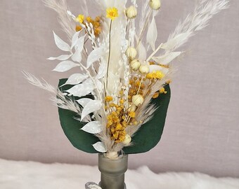 Mini Trockenblumen Strauß Beige Weiß Creme Gelb Bohostrauß Trockenblumenstrauß Tischdekoration Hochzeit Geburtstag Taufe Trockenblumen