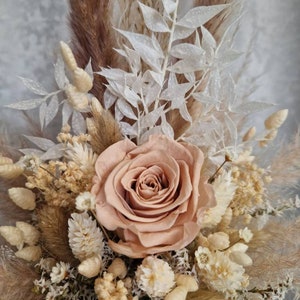 Kleiner Brautjungfern Strauß Brautstrauß ewige Rose Nude Bohostrauß Pampasgras Trockenblumenstrauß Boho Trockenblumen Standesamt Hochzeit Bild 3