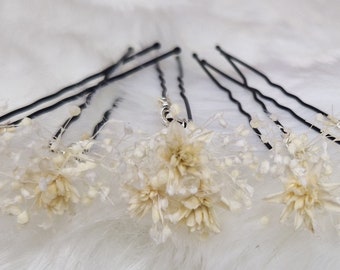 Zartes Haarschmuck Weiß Beige Haarnadel Schleierkraut Stabilisiert Bergblumen Trockenblumen Boho Hochzeit Brautschmuck Hochzeit Fotoshooting