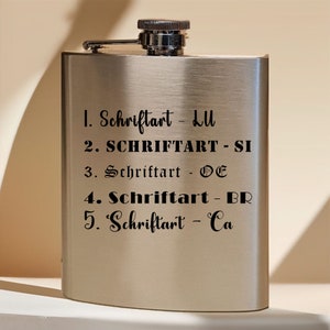 Flachmann 200 ml für unterwegs personalisiert mit Gravur aus Edelstahl gebürstet, Geschenk Motiv Cobra Schlange Fantasy Bild 2