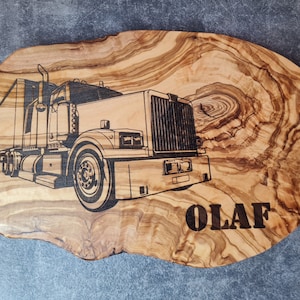 Truck driver trucker truck gift personalized olive wood breakfast board cutting board with engraving birthday gift olive wood board