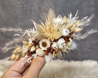 Haarschmuck Haarkamm Braun  Trockenblumen Boho  Brautschmuck Blumenkamm Boho Herbst  Hochzeit Fotoshooting